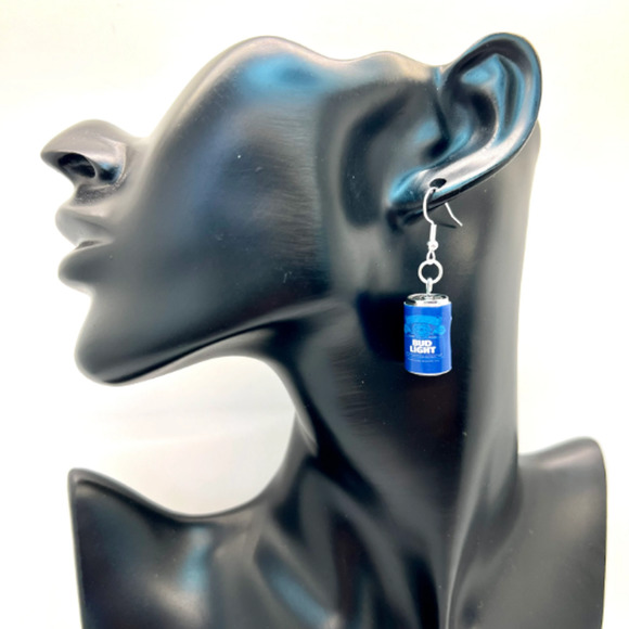 Bud Light Earrings - Beer Can Earrings - Alcohol Drink Earrings - Picture 9 of 10